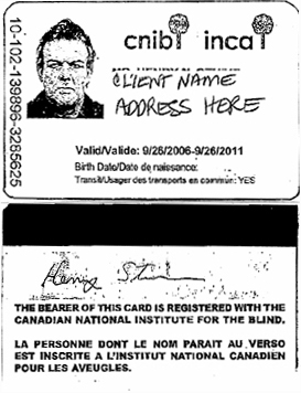 C.N.I.B. Identity Card